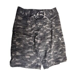 Under Armour Shorts Mens SMALL Gray Black Loose Fit Heat Gear Athletic Gym SM